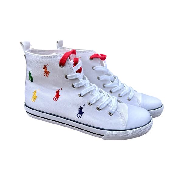 New! Polo Ralph Lauren high top sneakers unisex 6.5kids/6.5 mens/8.5 womens - Picture 5 of 7